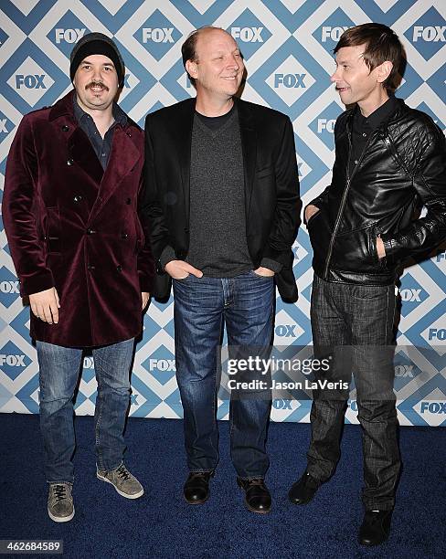 Actors Jim Jefferies, Dan Bakkedahl and DJ Qualls attend the FOX All-Star 2014 winter TCA party at The Langham Huntington Hotel and Spa on January...