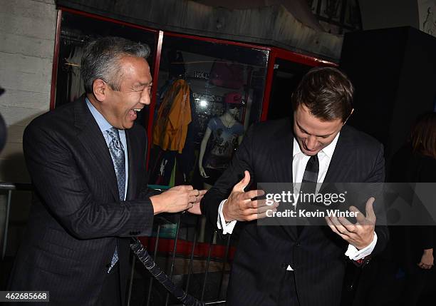 Chairman and CEO of Warner Bros. Entertainment Kevin Tsujihara and Actor Channing Tatum attend the premiere of Warner Bros. Pictures' "Jupiter...