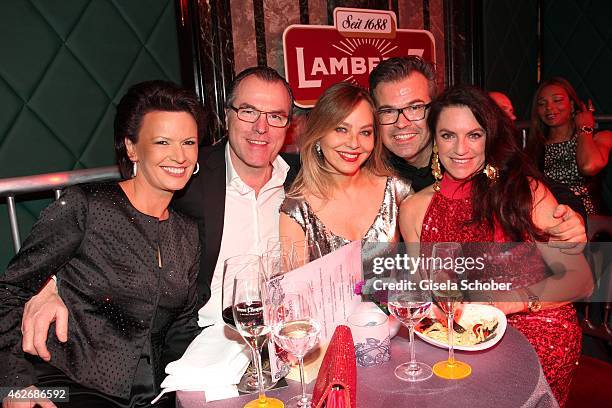 Clemens Toennies and his wife Margit, Ornella Muti, Reinhard Maetzler, Christine Neubauer during the Lambertz Monday Night 2015 at Alter Wartesaal on...