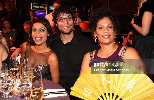 Rosario Dawson and her brother Clay and her mother Isabel Celeste during the Lambertz Monday Night 2015 at Alter Wartesaal on February 2, 2015 in...
