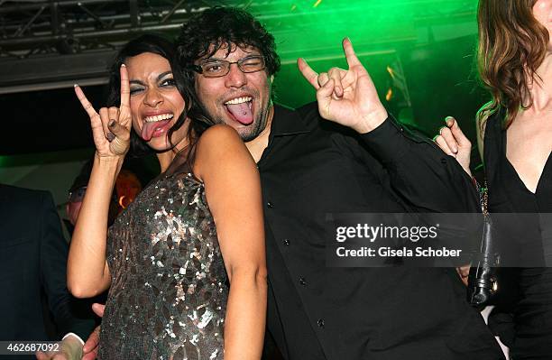 Rosario Dawson her brother Clay Dawson during the Lambertz Monday Night 2015 at Alter Wartesaal on February 2, 2015 in Cologne, Germany.