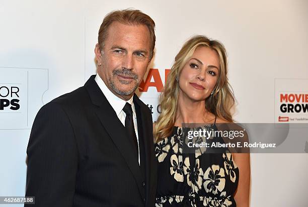 Actor Kevin Costner and Christine Baumgartner arrive to AARP The Magazine's 14th Annual Movies For Grownups Awards Gala at the Beverly Wilshire Four...