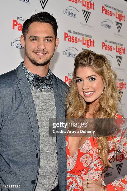 Tyler Beede and Allie DeBerry attend the "Pass The Light" film premiere presented by Vision Vehicle Productions and DigiNext at ArcLight Hollywood on...