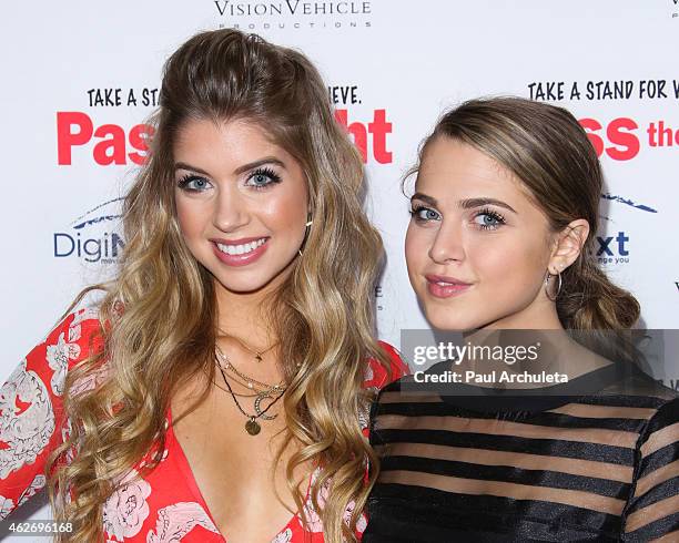 Actors Allie Deberry and Anne Winters attend the premiere of "Pass The Light" at ArcLight Cinemas on February 2, 2015 in Hollywood, California.