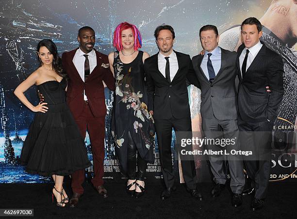 Actors Mila Kunis, David Ajala, director Lana Wachowski, Kick Gurry, Sean Bean and Channing Tatum arrive for the Premiere Of Warner Bros. Pictures'...