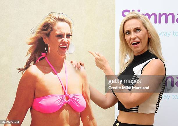 Josie Gibson attends a photocall to launch her new diet website 'Slimmables' at The Landmark Hotel on February 3, 2015 in London, England.