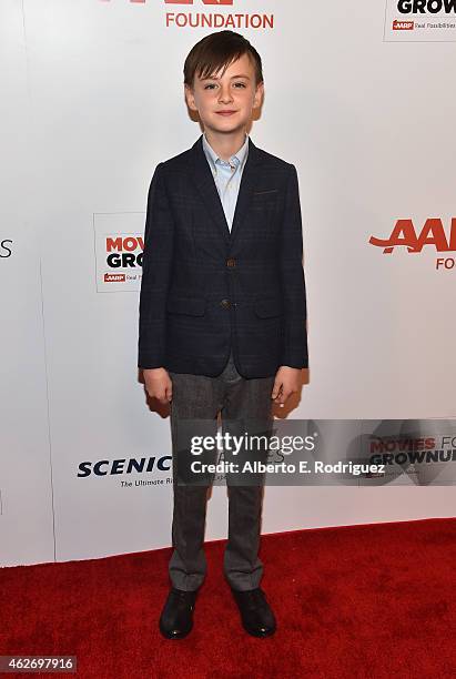 Actor Jaeden Lieberher arrives to AARP The Magazine's 14th Annual Movies For Grownups Awards Gala at the Beverly Wilshire Four Seasons Hotel on...