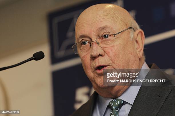 Former South African president and Nobel Peace prize laurate F. W. De Klerk delivers a speech during the F. W. De Klerk Foundation Conference, on...