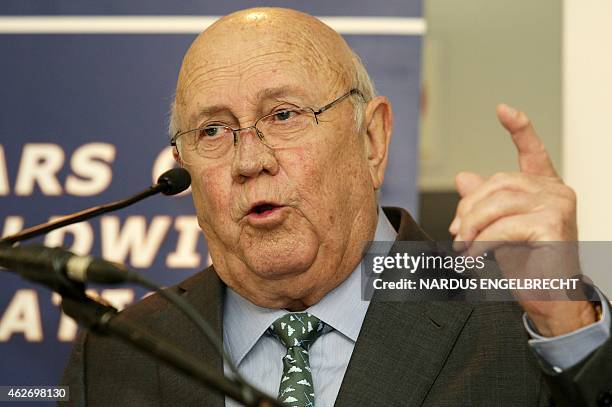Former South African president and Nobel Peace prize laurate F. W. De Klerk delivers a speech during the F. W. De Klerk Foundation Conference, on...