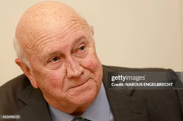 Former South African president and Nobel Peace prize laurate F. W. De Klerk delivers a speech during the F. W. De Klerk Foundation Conference, on...