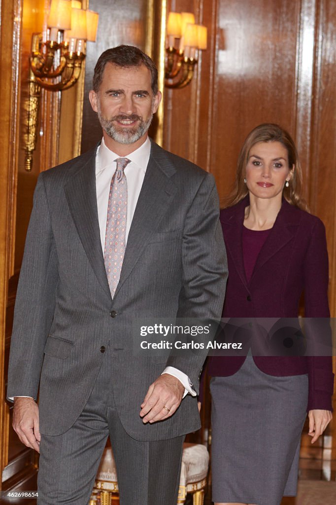 Spanish Royals Attend a Meeting With Members of The Royal Theatre Foundation