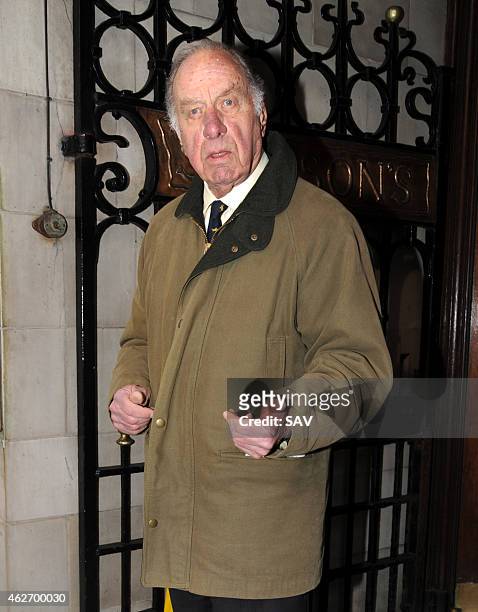 Geoffrey Palmer arriving at The Oldie Awards at Simpsons on the Strand on February 3, 2015 in London, England.