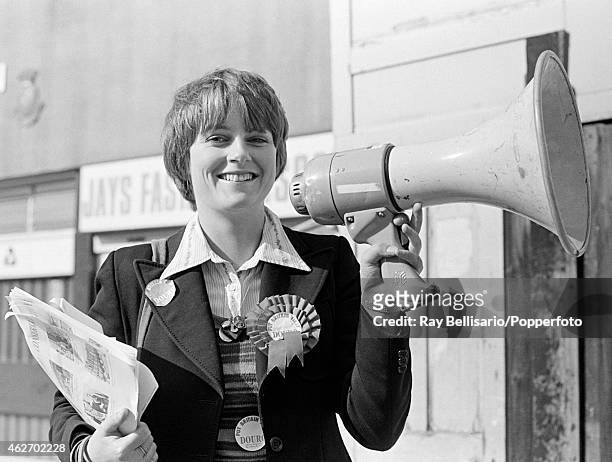 Lady Jane Wellesley campaigning in the General Election for her brother, the Marquess of Douro, in Archway, Islington, North London, on 28th...