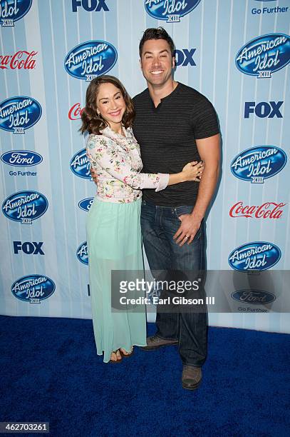 Diana Degarmo and Ace Young attend the American Idol XIII Season Premiere Event at Royce Hall, UCLA on January 14, 2014 in Westwood, California.