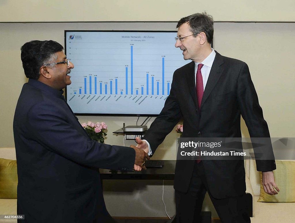 Vodafone Group CEO Vittorio Colao Meets Indian Telecom Minister Ravi Shankar Prasad