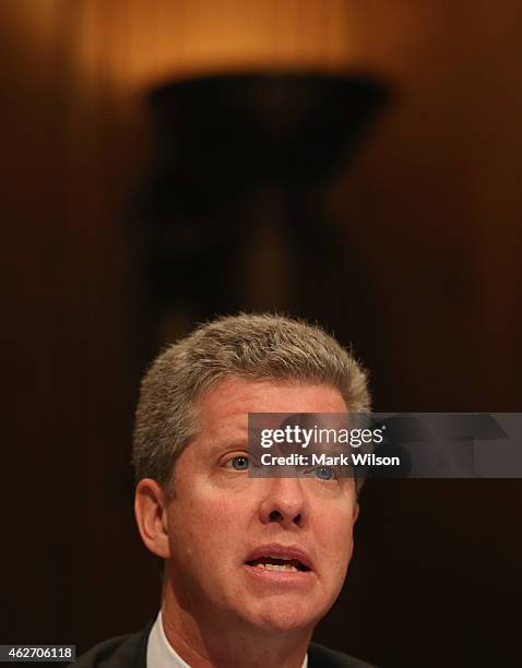 Office of Management and Budget Director, Shaun Donovan testifies during a Senate Budget Committee hearing on Capitol Hill, February 3, 2015 in...