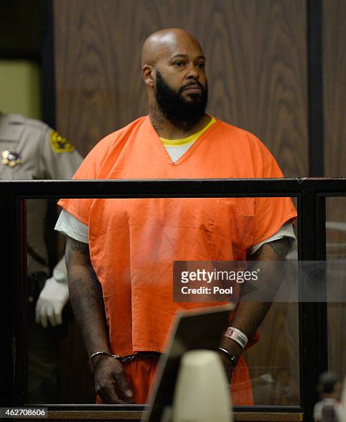 Marian "Suge" Kinght appears at his arraignmet at Compton Courthouse on February 3, 2015 in Compton, California. Knight is charged with murder and...