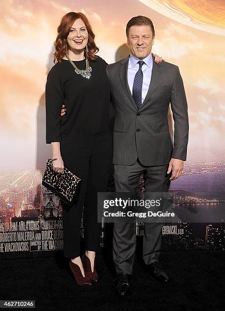 Actor Sean Bean and Ashley Moore arrive at the Los Angeles premiere of "Jupiter Ascending" at TCL Chinese Theatre on February 2, 2015 in Hollywood,...