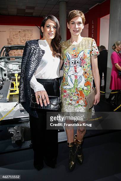 Bettina Zimmermann and Christiane Paul attend the 'Corsa Karl Und Choupette' Vernissage on February 03, 2015 in Berlin, Germany.
