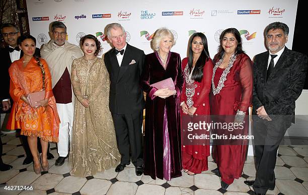 Prince Charles, Prince of Wales and Camilla, Duchess of Cornwall pose with Preeya Kalidas, Kailash Satyarthi, actress Rani Mukerji, Sair Khan,...