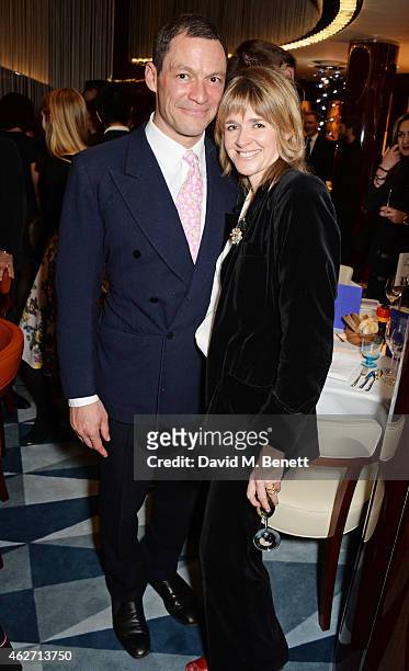 Dominic West and Catherine Fitzgerald attend a charity dinner hosted by Nicola Formby and AA Gill with Dana Hoegh in support of Borne, a charity...