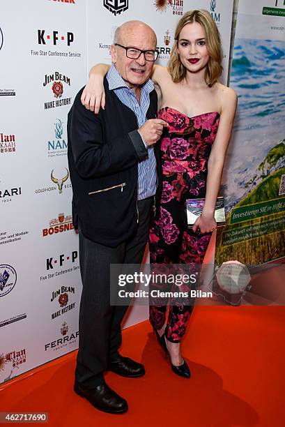 Volker Schloendorff and Emilia Schuele attend the Askania Award 2015 at Kempinski Hotel Bristol on February 3, 2015 in Berlin, Germany.