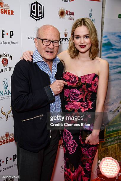 Volker Schloendorff and Emilia Schuele attend the Askania Award 2015 at Kempinski Hotel Bristol on February 3, 2015 in Berlin, Germany.