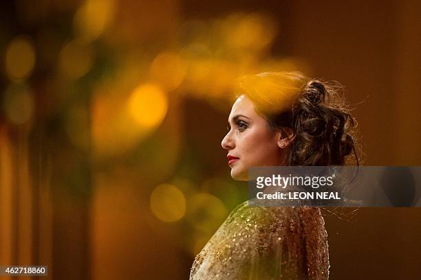 Bollywood actress Rani Mukerji addresses guests at the British Asian Trust dinner in central London on February 3, 2015. Prince Charles was joined by...