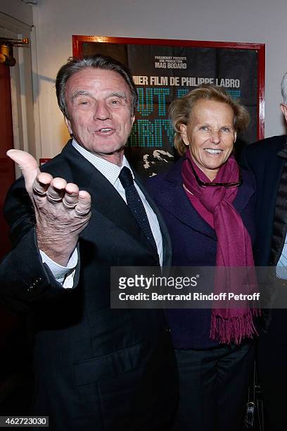 Bernard Kouchner and his wife Christine Ockrent attend the Private Screening of the Movie 'Tout Peut Arriver' at Mac Mahon Cinema on February 3, 2015...
