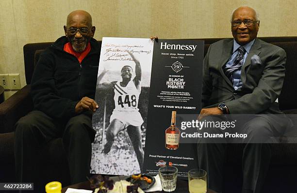 Harrison Dillard and Herb Douglas attends the Hennessy V.S and Cleveland Cavaliers event honoring Olympian Medalist Herb Douglas for Black History...