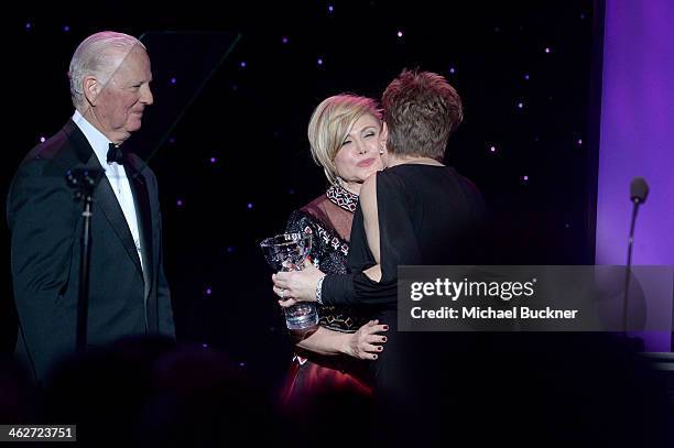 Presenter James Baker, Danny Kaye Humanitarian Leadership Award recipient Ghada Irani and Caryl Stern, President & CEO U.S. Fund for UNICEF speak...