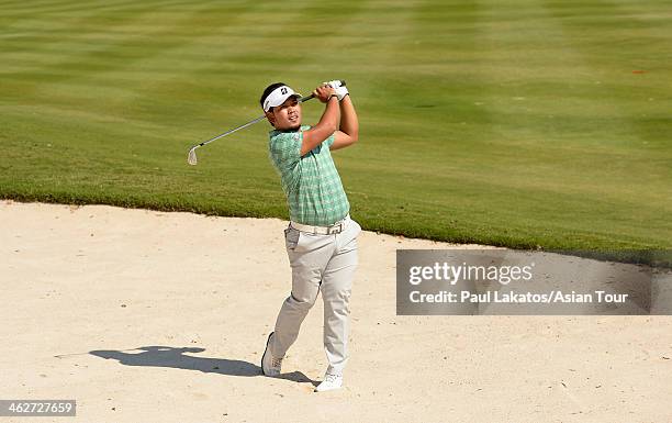 Chinarat Phadungsil of Thailand in action during the 2014 King Cup Golf Hua Hin Previews at Black Mountain Golf Club on January 14, 2014 in Hua Hin,...