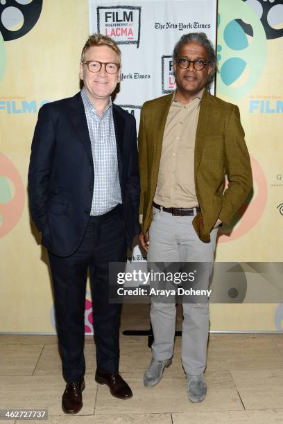 Kenneth Branagh and Elvis Mitchell attend the Film Independent at LACMA presents "Jack Ryan: Shadow Recruit" screening and Q&A at Bing Theatre At...