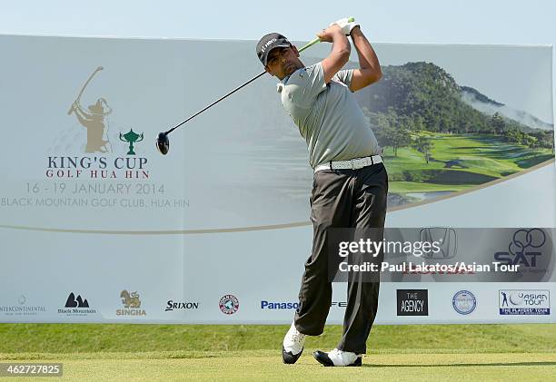 Anirban Lahiri of India in action during the 2014 King Cup Golf Hua Hin Previews at Black Mountain Golf Club on January 14, 2014 in Hua Hin, Thailand.