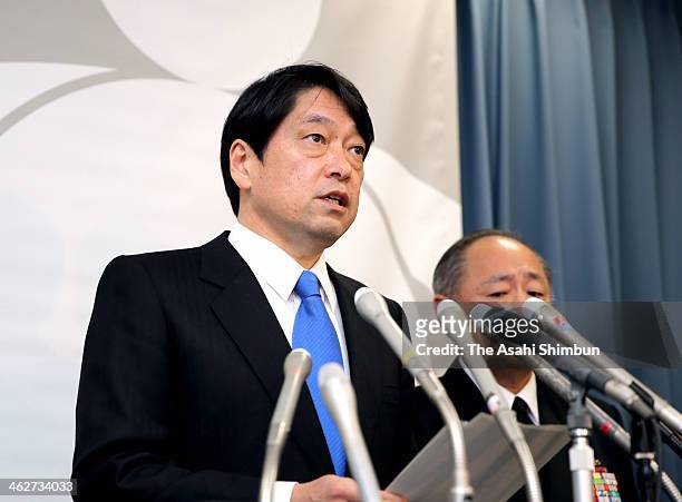 Japanese Defense Minister Itsunori Onodera attends a press conference over the collision of the Japan Maritime Self-Defense Force vessel 'Osumi' and...