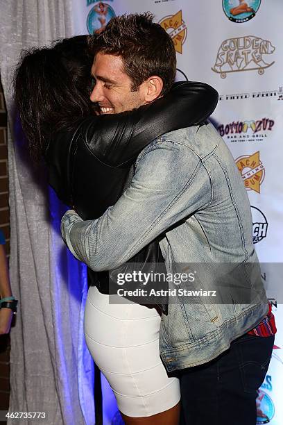 Aneesa Ferreira and CJ Koegel attend MTV's "The Real World Ex-Plosion" Season Premiere Party at Bottomz Up Bar and Grill on January 14, 2014 in New...