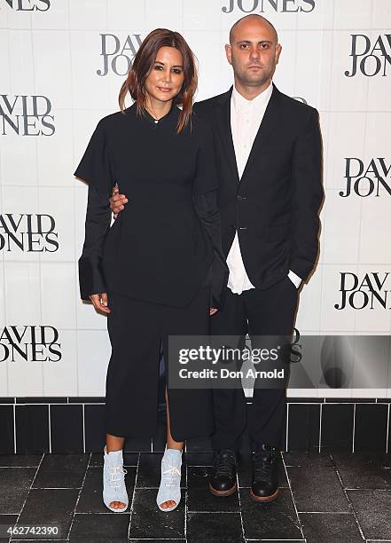 Christine Centenera and Josh Goot arrive at the David Jones Autumn/Winter 2015 Collection Launch at David Jones Elizabeth Street Store on February 4,...