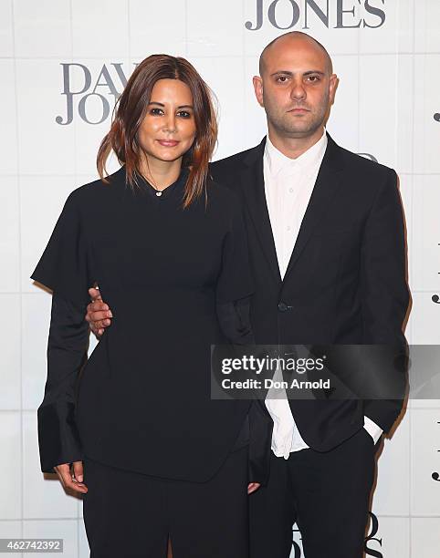 Christine Centenera and Josh Goot arrive at the David Jones Autumn/Winter 2015 Collection Launch at David Jones Elizabeth Street Store on February 4,...