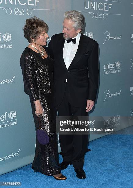 Dena Kaye and actor Michael Douglas arrive to the 2014 UNICEF Ball Presented by Baccarat at the Regent Beverly Wilshire Hotel on January 14, 2014 in...