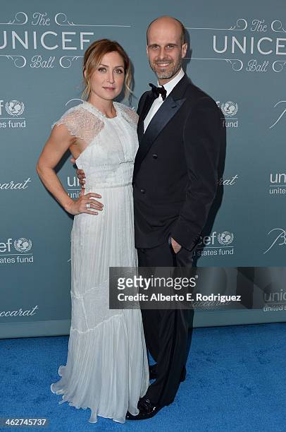 Actress Sasha Alexander and producer Edoardo Ponti arrive to the 2014 UNICEF Ball Presented by Baccarat at the Regent Beverly Wilshire Hotel on...