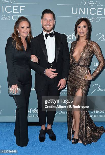 Actress Leah Remini and TV personalities Val Chmerkovskiy and Cheryl Burke arrive to the 2014 UNICEF Ball Presented by Baccarat at the Regent Beverly...