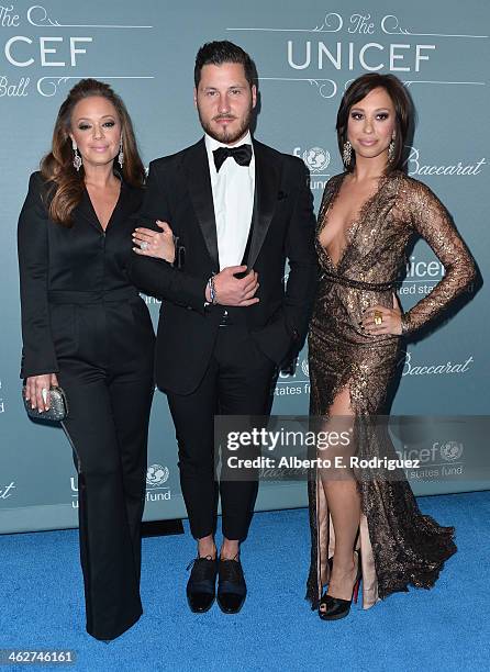 Actress Leah Remini and TV personalities Val Chmerkovskiy and Cheryl Burke arrive to the 2014 UNICEF Ball Presented by Baccarat at the Regent Beverly...