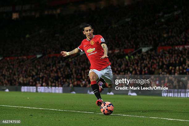 Angel Di Maria of Man Utd in action during the FA Cup Fourth Round Replay match between Manchester United and Cambridge United at Old Trafford on...