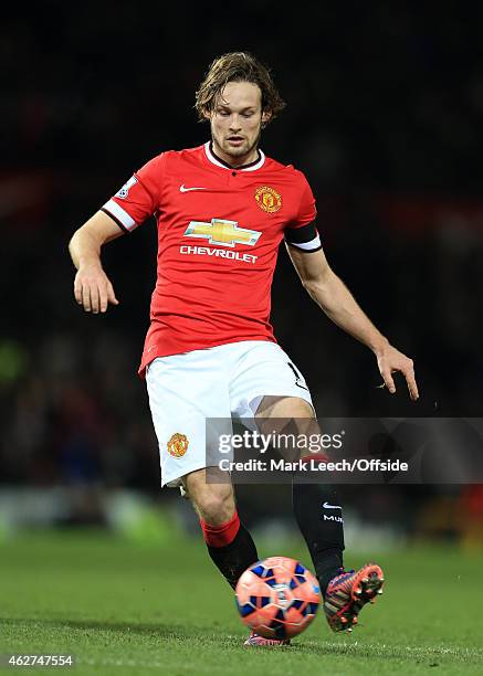 Daley Blind of Man Utd in action during the FA Cup Fourth Round Replay match between Manchester United and Cambridge United at Old Trafford on...