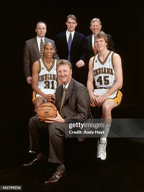 The Indiana Pacers poses for a portrait prior to NBA All-Star Game on February 8, 1998 at Madison Square Garden in New York City. NOTE TO USER: User...