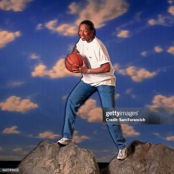 Cynthia Cooper of the Houston Comets poses for a portrait during NBA All-Star Weekend on February 6, 1998 in New York City. NOTE TO USER: User...