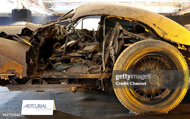 Talbot Lago T26 grand Sport SWB Saoutchik from the Baillon collection is displayed for auction during the Retromobile show on February 04 in Paris,...