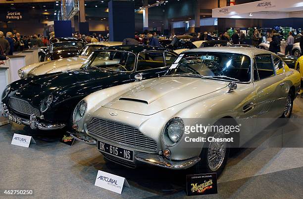 Aston Martin DB6 built in 1968 is displayed for auction during the Retromobile show on February 04 in Paris, France. The fair takes place until...