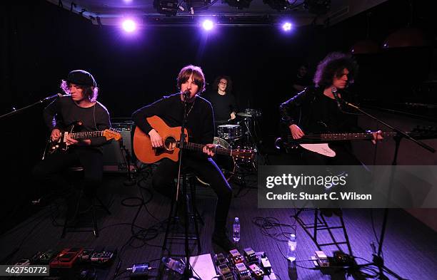 Billy Bibby, Van McCann, Bob Hall and Benji Blakeway of Catfish And The Bottlemen perform during an Absolute Radio Session at Absolute Radio on...