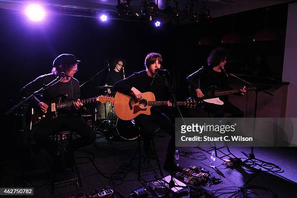 Billy Bibby, Van McCann, Bob Hall and Benji Blakeway of Catfish And The Bottlemen perform during an Absolute Radio Session at Absolute Radio on...
